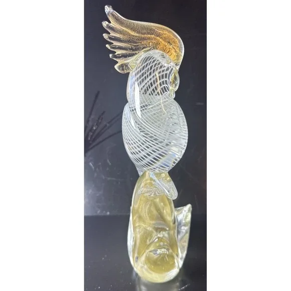 Formia Birds Murano gold Fleck White Optic Glass Cockatoos (FP) - Picture 10 of 16